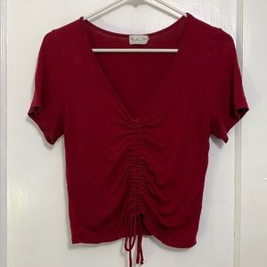 Red V neck crop top